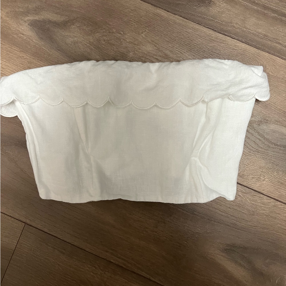 Reformation Lizzi Linen White Top Scalloped Size 6